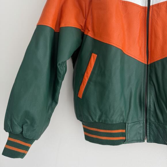 Vintage Miami Hurricanes Leather Jacket Mens Large Varsity Football Retro Logo - Picture 8 of 15